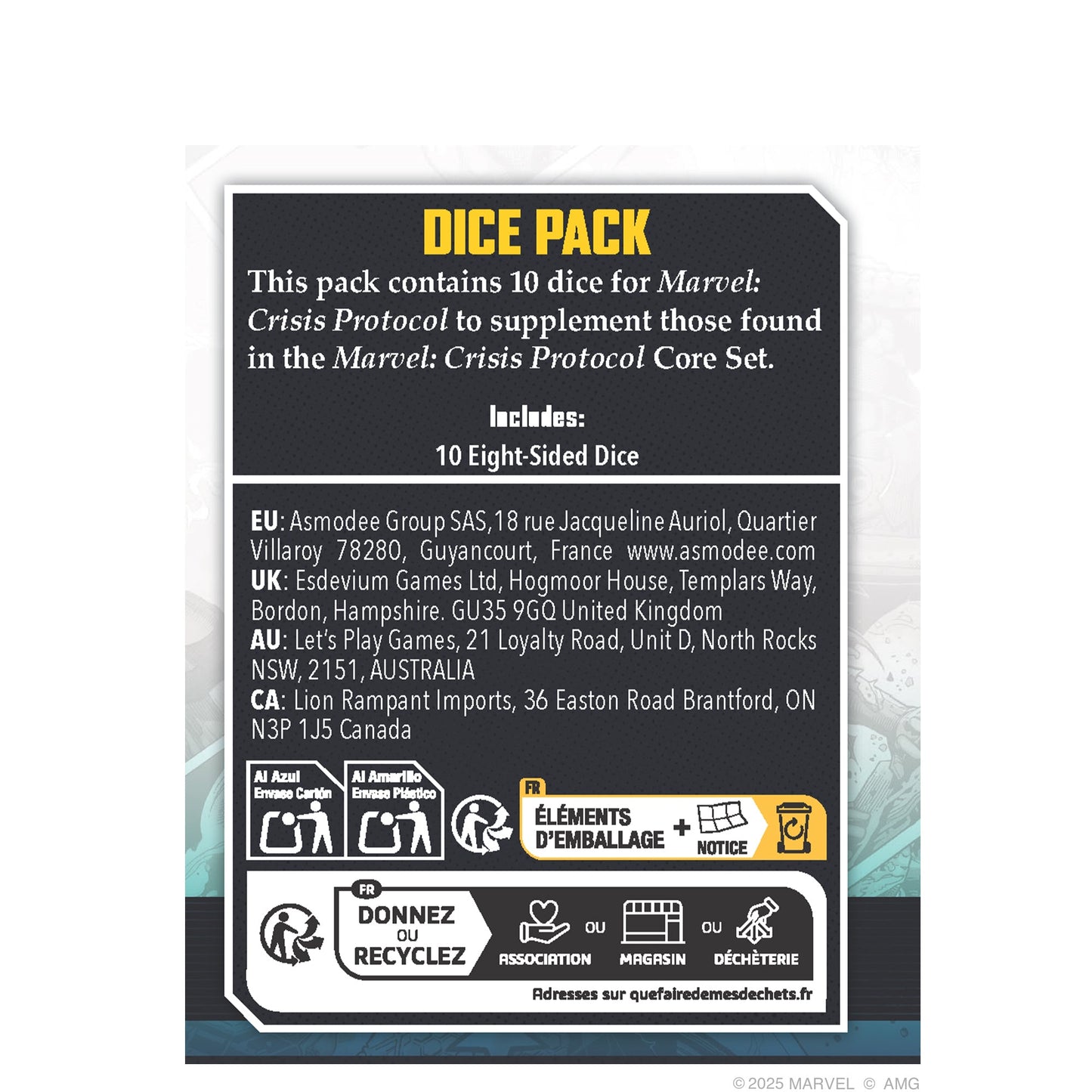 Marvel: Crisis Protocol - Dice Pack - Bộ 10 Xúc Xắc Phụ Kiện Game Chiến Thuật - Atomic Mass Games - Hình ảnh chi tiết 2