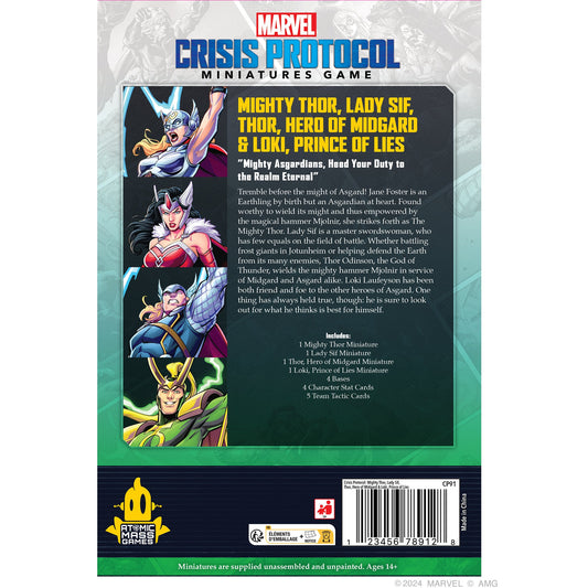 Marvel: Crisis Protocol – Mighty Thor, Lady Sif, Thor, Hero of Midgard & Loki, Prince of Lies | Bộ Mô Hình Board Game Chiến Thuật | Atomic Mass Games
