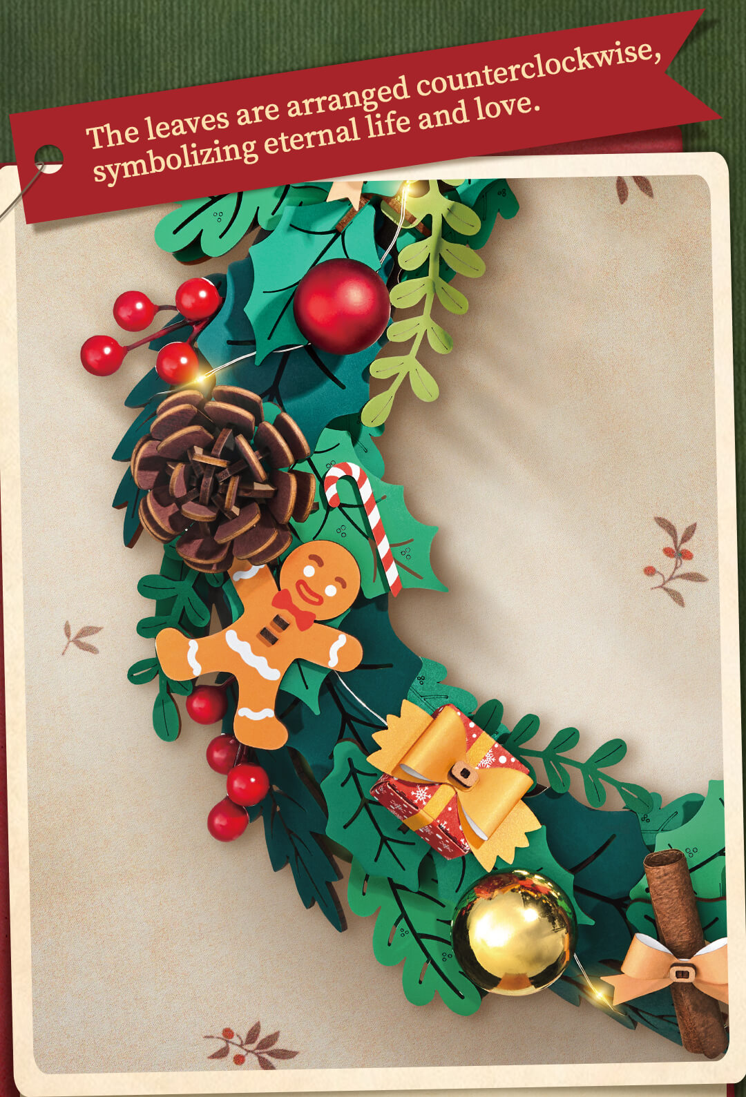 Rolife 3D Wooden Puzzle - Christmas Wreath TGL04 - Mô hình lắp ráp gỗ 3D trang trí Noel - Rolife