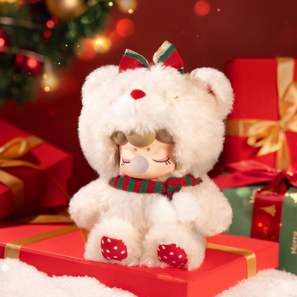 Rolife Christmas Bear Plush Pendant MN002 - Móc khóa gấu bông Giáng sinh - Rolife