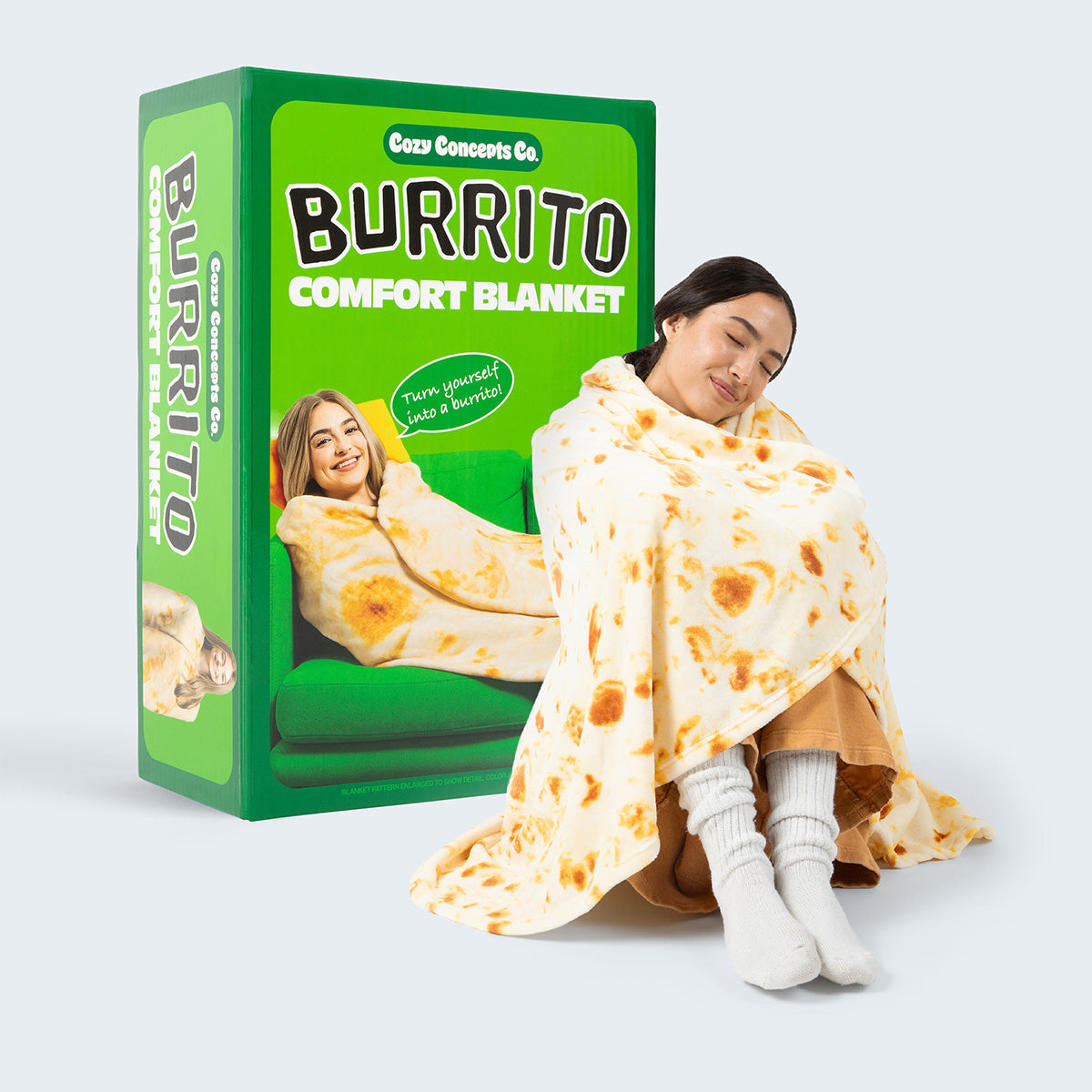 Burrito Comfort Blanket - Chăn Quấn Hình Bánh Tortilla 65 inch - Cozy Concepts Co. - Hình ảnh sản phẩm