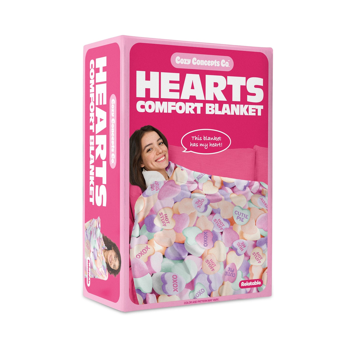 Cozy Concepts Co. Hearts Comfort Blanket - Chăn Nhung Siêu Mềm Họa Tiết Trái Tim - Relatable - Hình ảnh sản phẩm