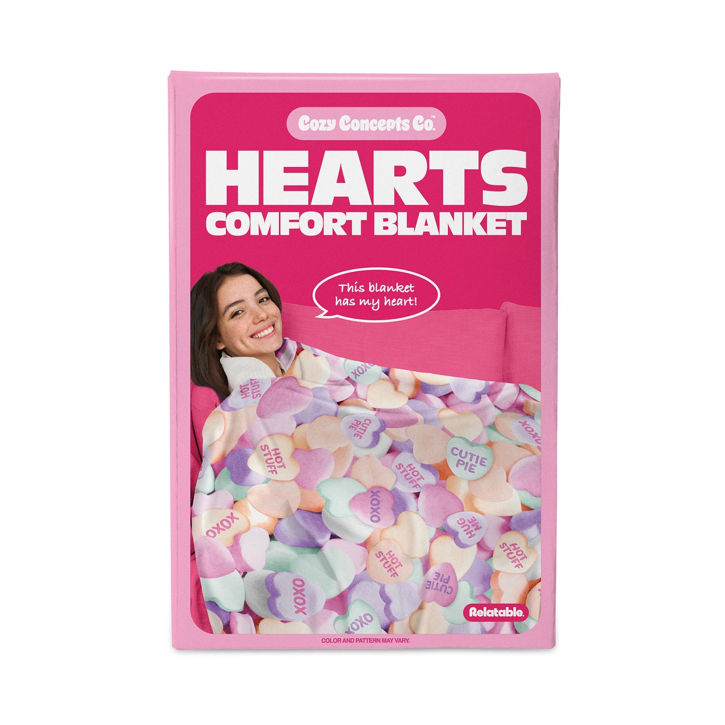 Cozy Concepts Co. Hearts Comfort Blanket - Chăn Nhung Siêu Mềm Họa Tiết Trái Tim - Relatable - Hình ảnh chi tiết 2