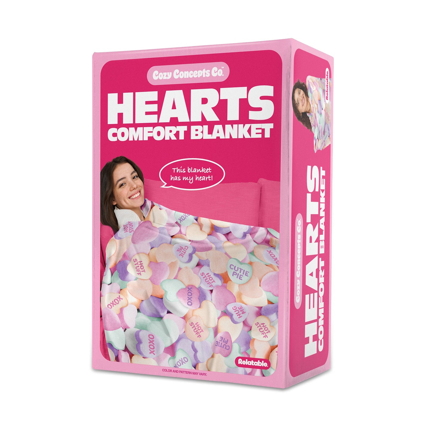 Cozy Concepts Co. Hearts Comfort Blanket - Chăn Nhung Siêu Mềm Họa Tiết Trái Tim - Relatable - Góc nhìn khác 3