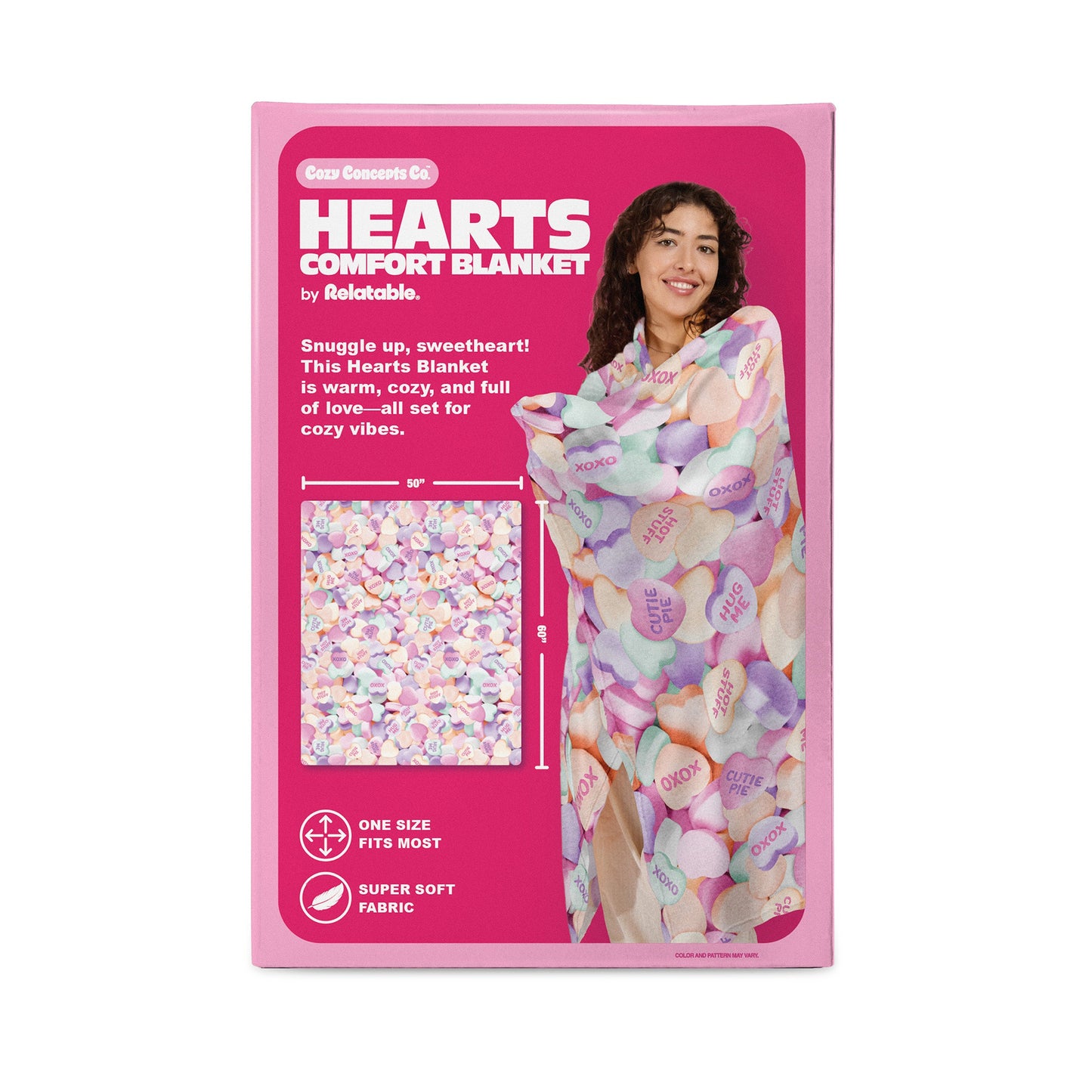 Cozy Concepts Co. Hearts Comfort Blanket - Chăn Nhung Siêu Mềm Họa Tiết Trái Tim - Relatable - Hình ảnh bổ sung 4