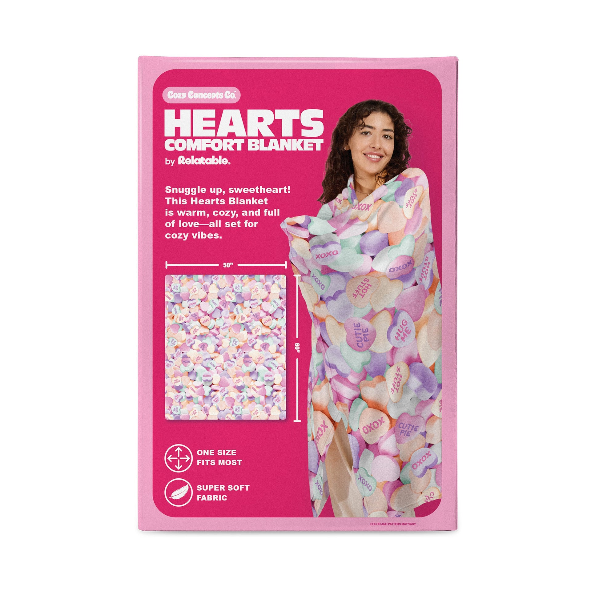 Cozy Concepts Co. Hearts Comfort Blanket - Chăn Nhung Siêu Mềm Họa Tiết Trái Tim - Relatable - Hình ảnh bổ sung 4