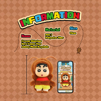 CRAYON SHINCHAN - HERE COMES YOUR JOHNNY PLUSH KEYCHAIN - Móc khóa bông Art Toy - 52TOYS