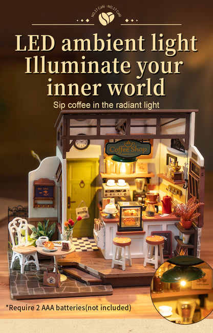 Rolife Flavory Cafe DIY Miniature House Kit DG162 - Mô hình nhà gỗ DIY quán cà phê cổ điển - Rolife
