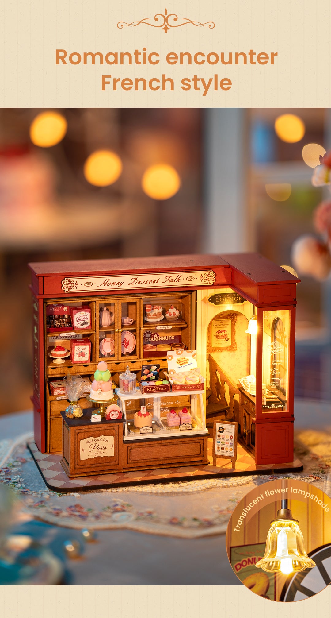 Rolife DIY Miniature House - Honey Dessert Talk DG168 - Mô hình tiệm bánh ngọt Pháp thu nhỏ - Rolife