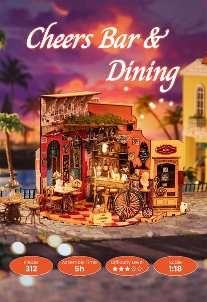 Rolife Cheers Bar & Dining DIY Miniature House DG173 - Mô hình nhà gỗ tí hon tự lắp ráp - Rolife