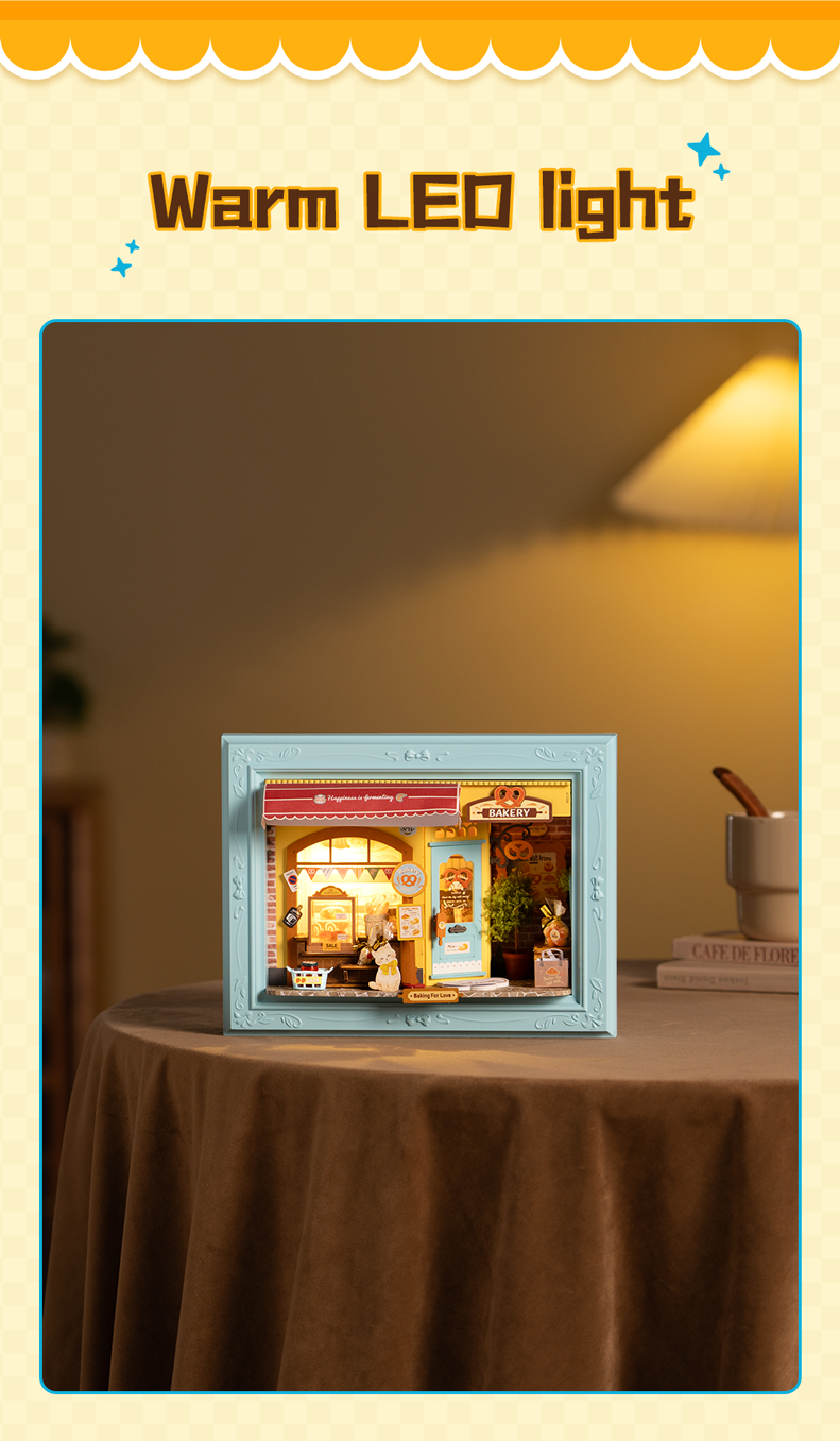 Rolife Fluffy Cat Bakery 3D Wooden Puzzle DP001 - Mô hình gỗ 3D lắp ráp có đèn LED - Rolife