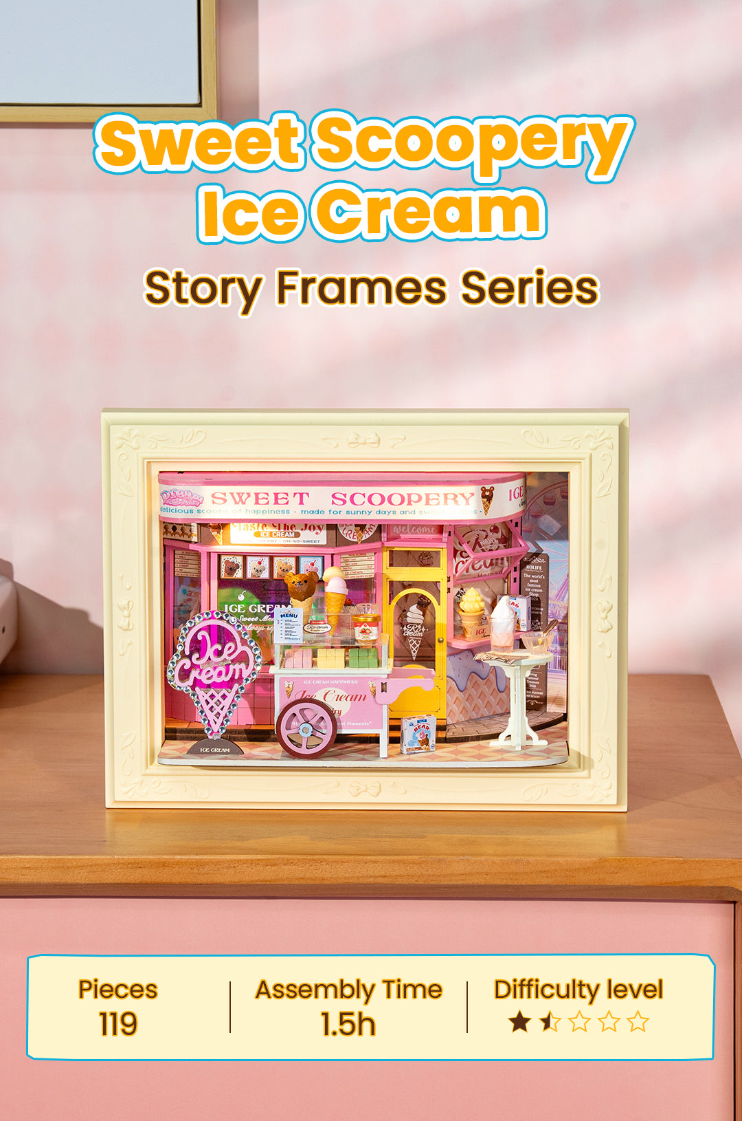 Rolife Sweet Scoopery Ice Cream 3D Wooden Puzzle DP002 - Mô hình gỗ 3D lắp ráp DIY - Rolife