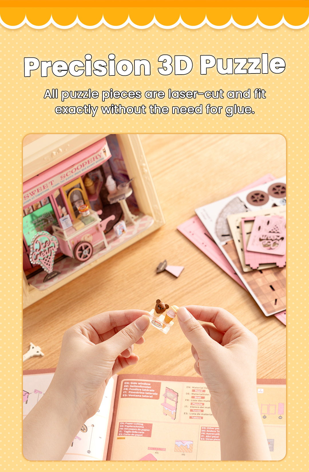 Rolife Sweet Scoopery Ice Cream 3D Wooden Puzzle DP002 - Mô hình gỗ 3D lắp ráp DIY - Rolife