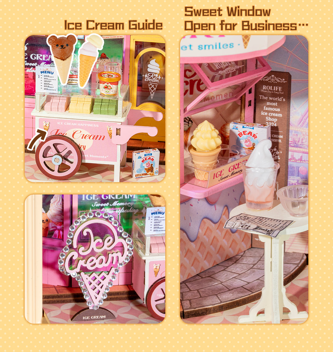 Rolife Sweet Scoopery Ice Cream 3D Wooden Puzzle DP002 - Mô hình gỗ 3D lắp ráp DIY - Rolife