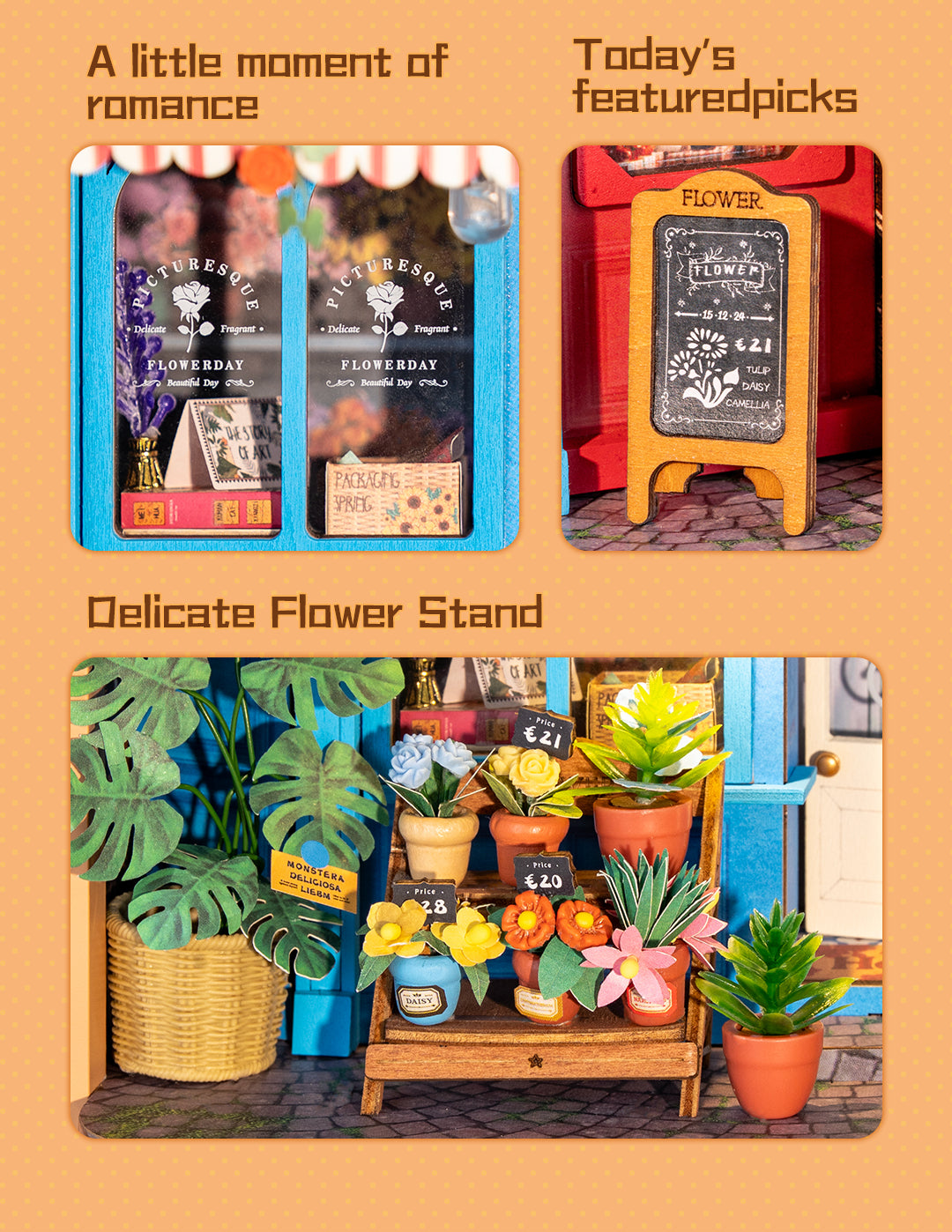 Rolife Daily Fresh Flower 3D Wooden Puzzle DP003 - Mô hình gỗ 3D Tiệm hoa tươi trang trí - Rolife DP003