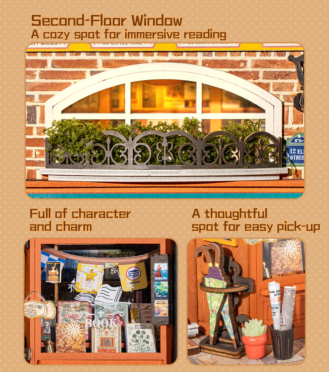 Rolife Old Times Bookstore 3D Wooden Puzzle DP004 - Mô Hình Gỗ 3D Tiệm Sách Cổ Điển - Rolife