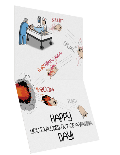 Flying Newborn - NSFW Birthday Card