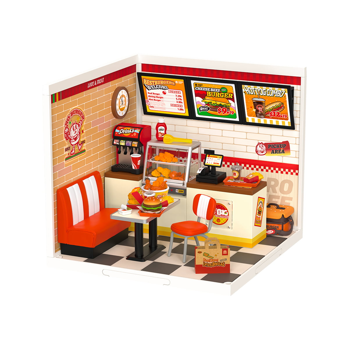 Rolife Yum Yum Burgers DW010 - Nhà mô hình nhựa lắp ráp mini - Rolife Super Creator
