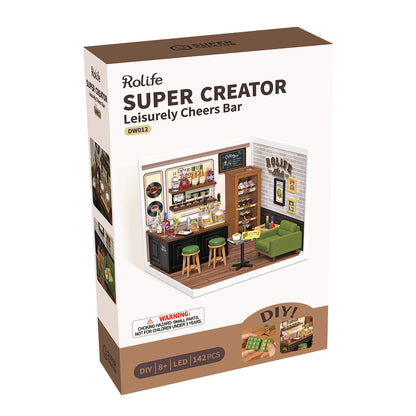 Rolife Super Creator Leisurely Cheers Bar Miniature House (DW012) - Mô hình quán bar nhựa lắp ráp - Rolife