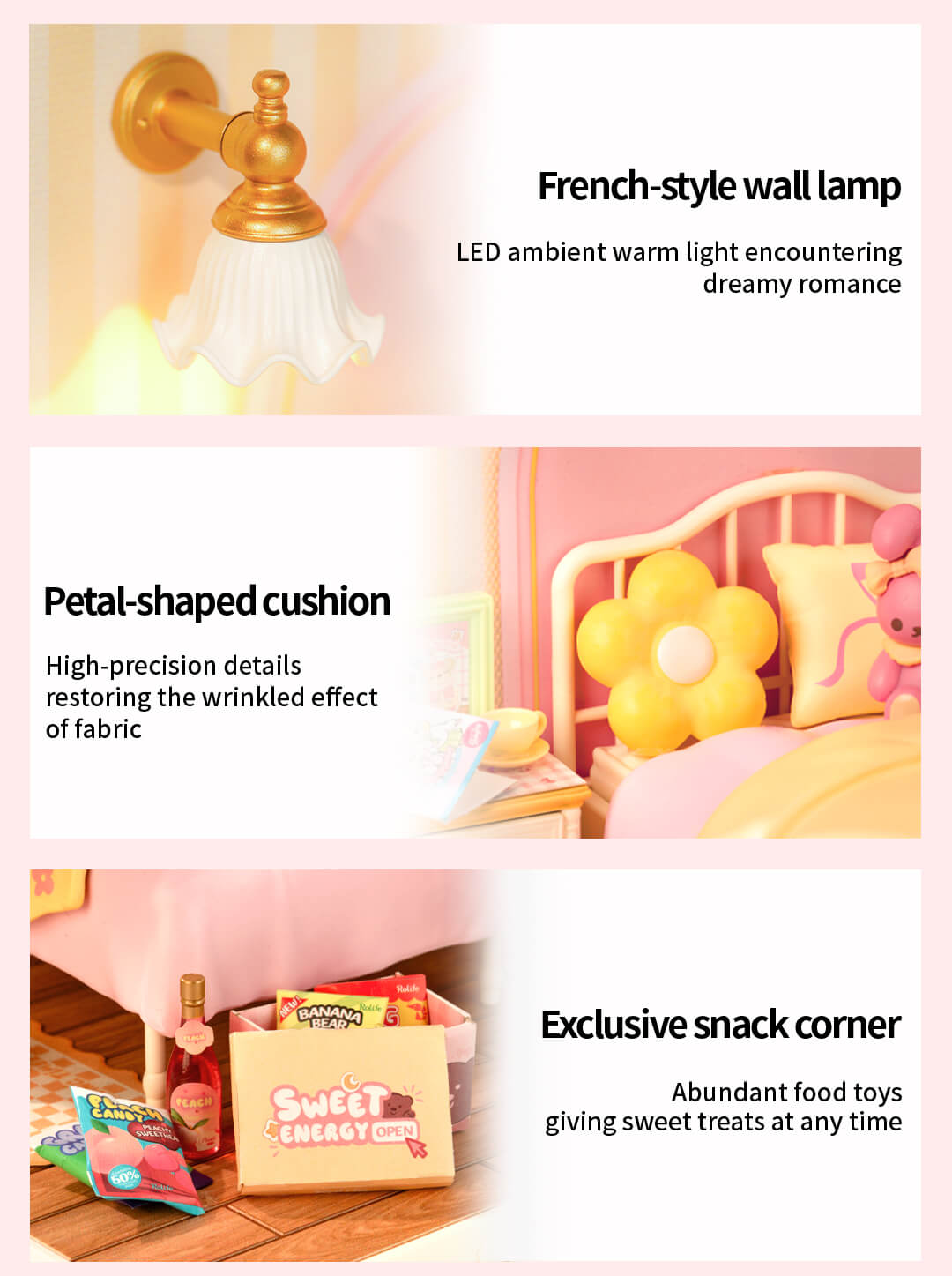 Rolife Lovely Pink Bedroom DIY Miniature House DW016 - Mô hình nhà gỗ tí hon tự lắp ráp - Rolife