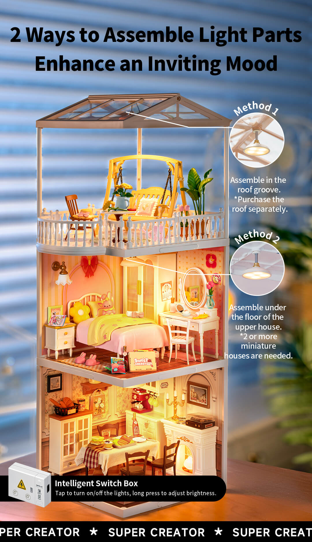 Rolife Lovely Pink Bedroom DIY Miniature House DW016 - Mô hình nhà gỗ tí hon tự lắp ráp - Rolife