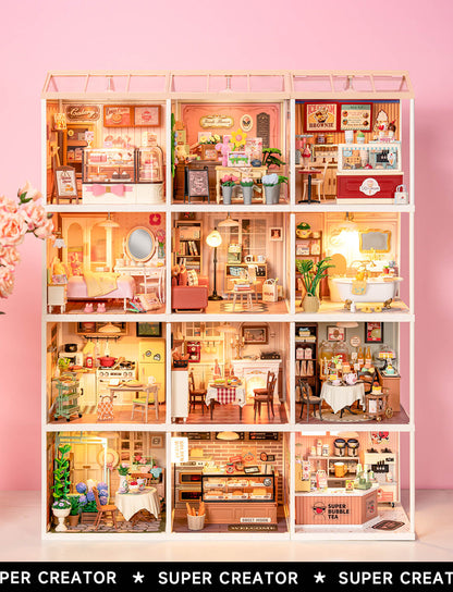 Rolife Lovely Pink Bedroom DIY Miniature House DW016 - Mô hình nhà gỗ tí hon tự lắp ráp - Rolife