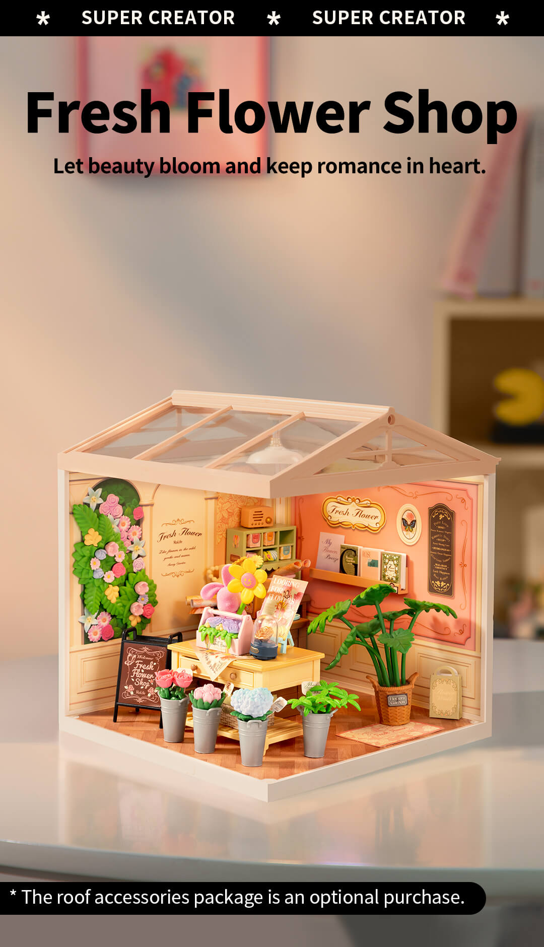 Rolife Fresh Flower Shop DIY Miniature House DW017B - Mô hình nhà búp bê tự lắp ráp - Rolife Super Creator