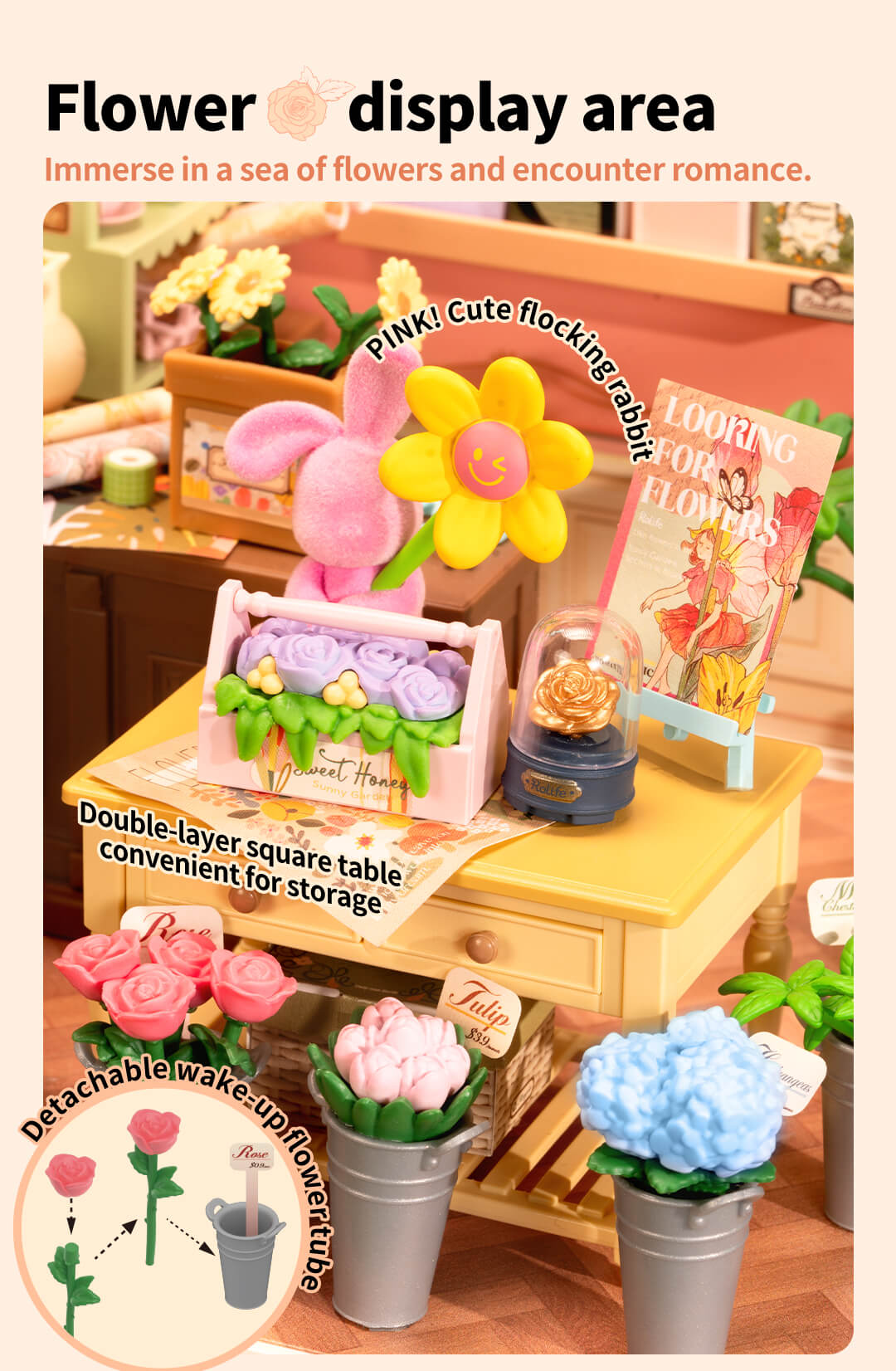 Rolife Fresh Flower Shop DIY Miniature House DW017B - Mô hình nhà búp bê tự lắp ráp - Rolife Super Creator