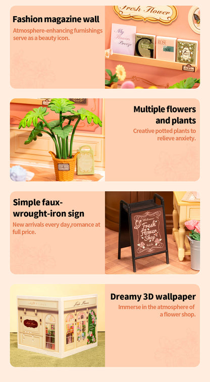 Rolife Fresh Flower Shop DIY Miniature House DW017B - Mô hình nhà búp bê tự lắp ráp - Rolife Super Creator