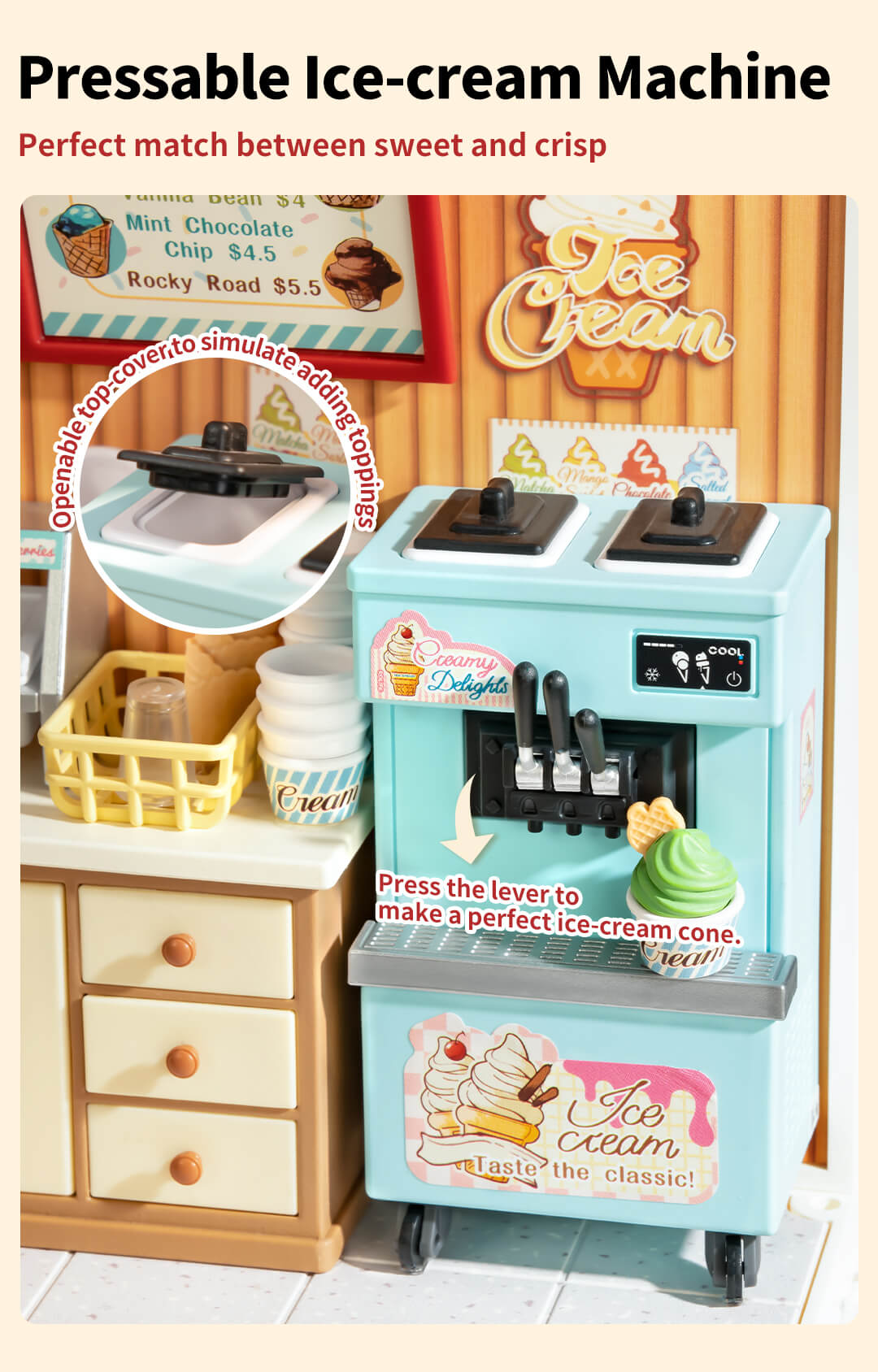 Rolife Flavorful Ice Cream DIY Miniature House DW018B - Mô hình nhà búp bê mini tự lắp ráp - Rolife DW018B