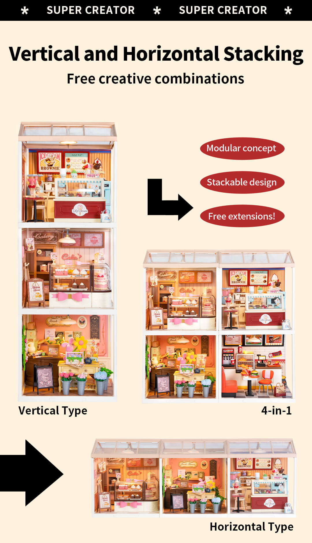Rolife Flavorful Ice Cream DIY Miniature House DW018B - Mô hình nhà búp bê mini tự lắp ráp - Rolife DW018B
