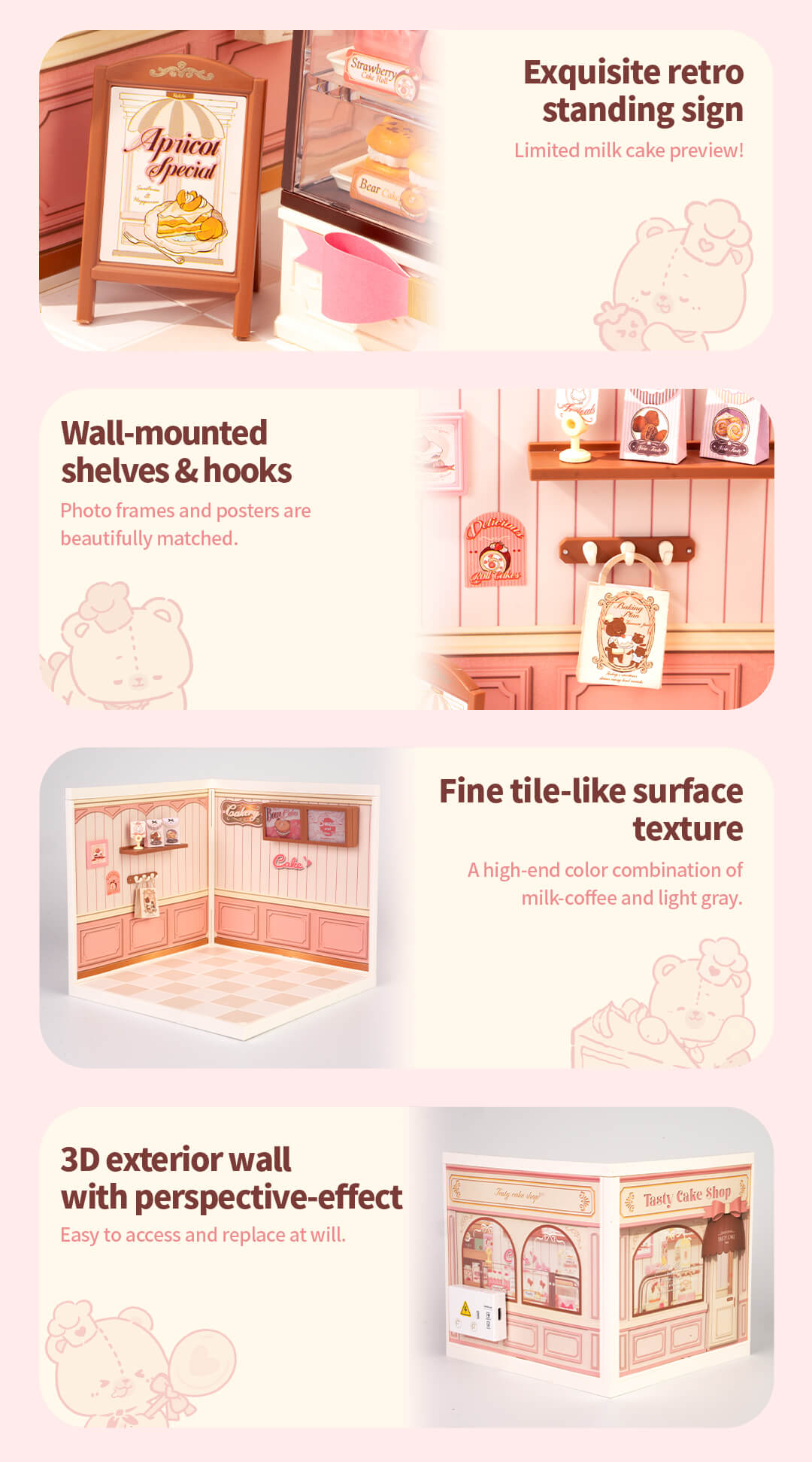 Rolife Tasty Cake Shop DIY Miniature House DW019B - Mô hình nhà búp bê thu nhỏ tự lắp ráp - Rolife