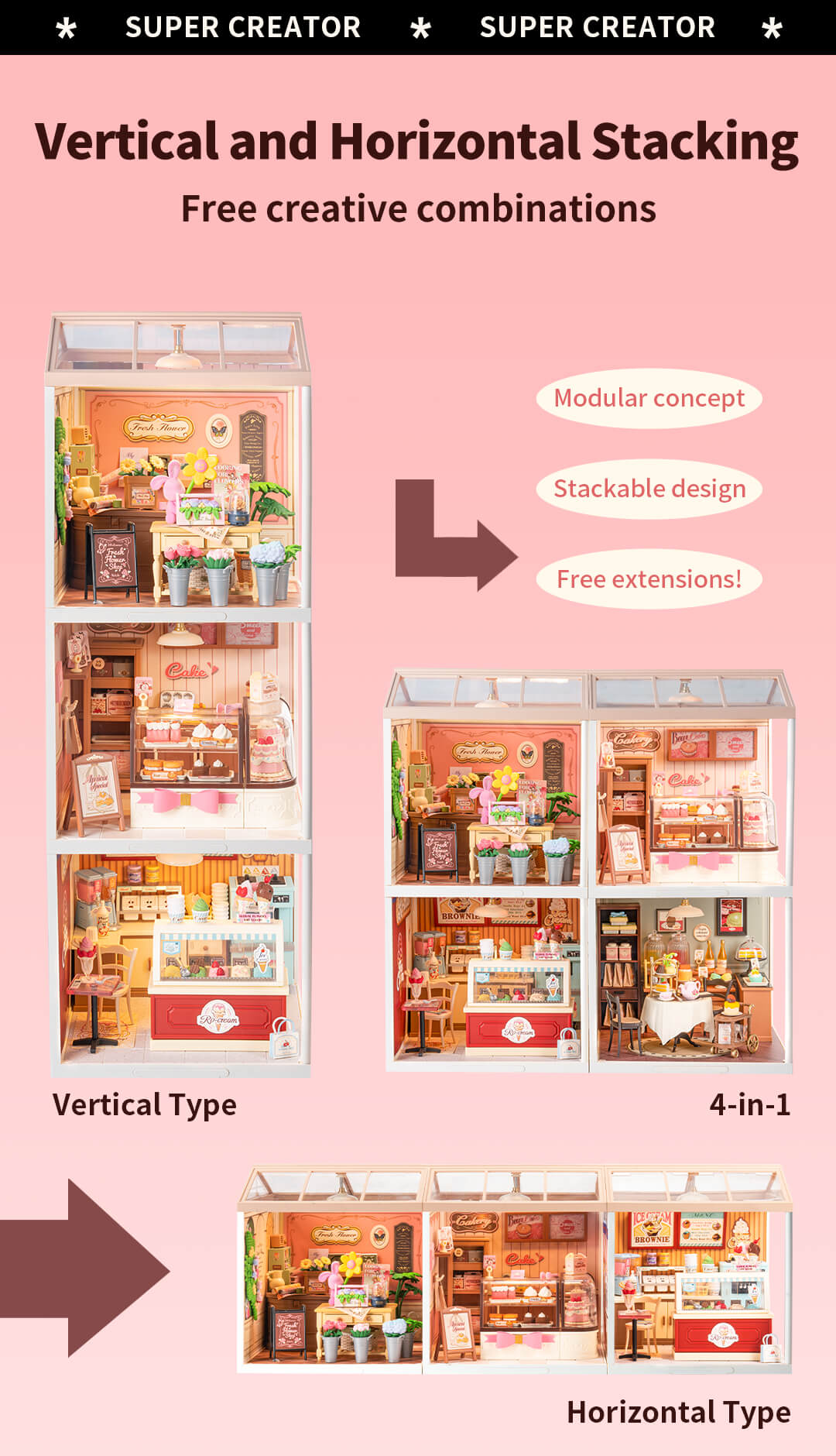 Rolife Tasty Cake Shop DIY Miniature House DW019B - Mô hình nhà búp bê thu nhỏ tự lắp ráp - Rolife