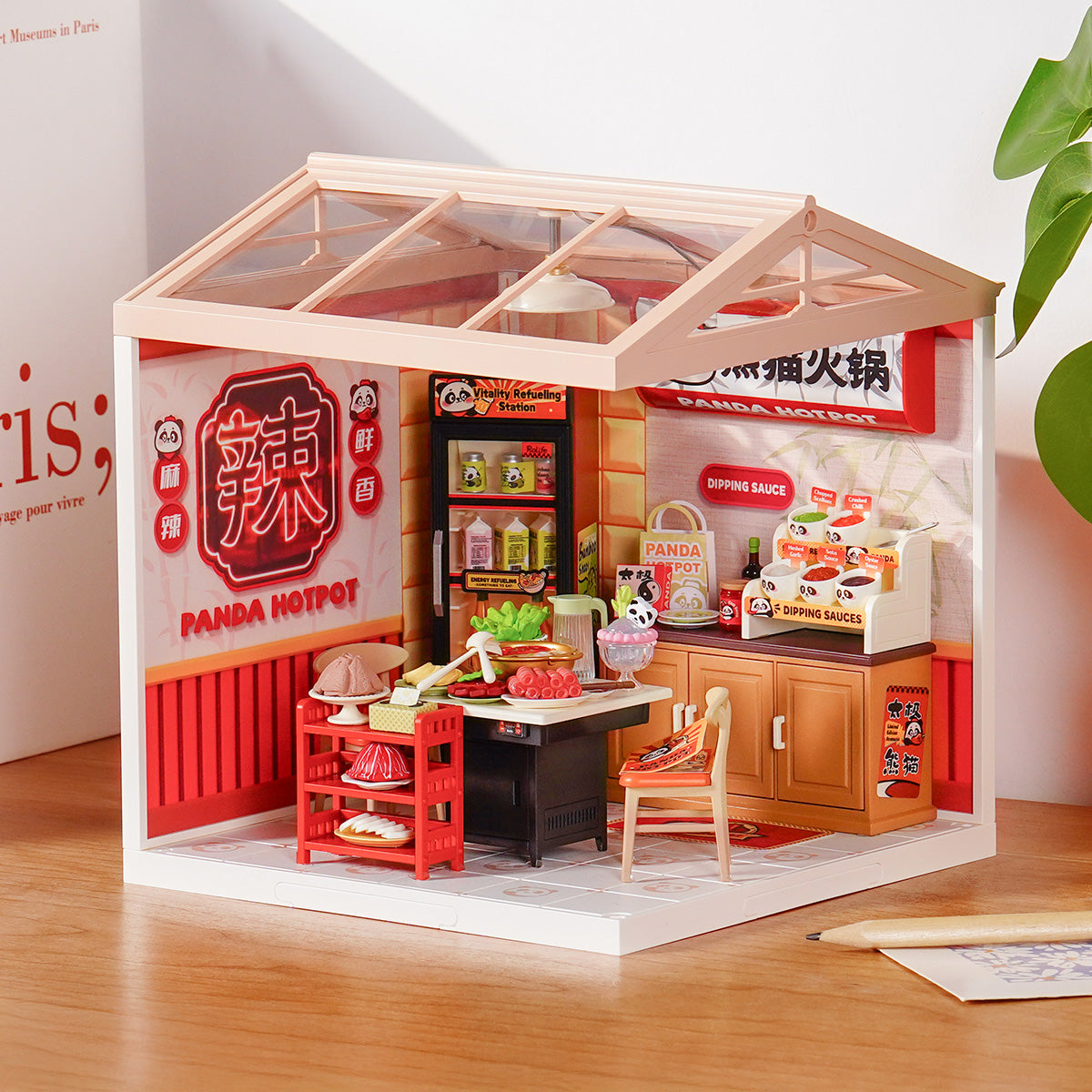 Rolife Panda Hot Pot DIY Miniature House DW020 - Mô hình lắp ráp Tiệm lẩu Gấu Trúc - Rolife
