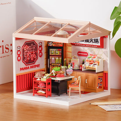 Rolife Panda Hot Pot DIY Miniature House DW020 - Mô hình lắp ráp Tiệm lẩu Gấu Trúc - Rolife