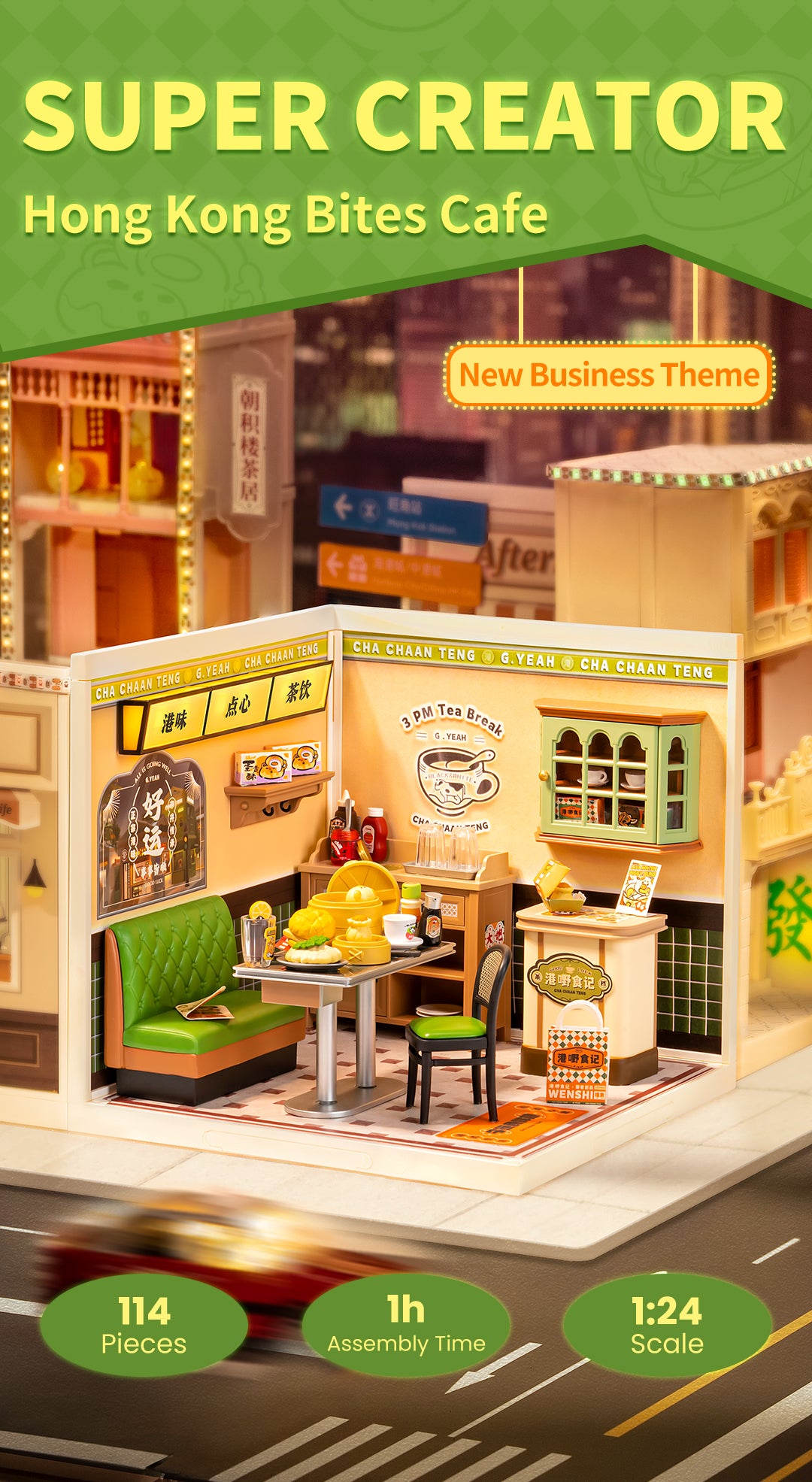Rolife Hong Kong Bites Cafe DIY Miniature House DW021 - Mô hình tiệm ăn Hồng Kông lắp ráp - Rolife