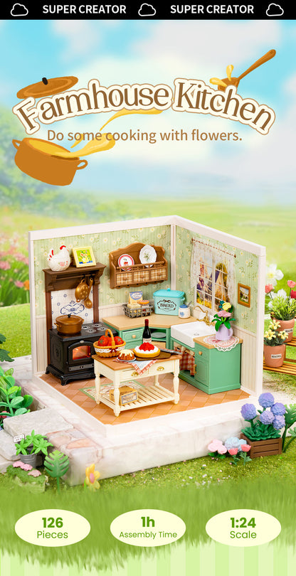 Rolife Farmhouse Kitchen DIY Miniature House DW024 - Mô Hình Nhà Bếp Đồng Quê Tự Làm - Rolife Super Creator