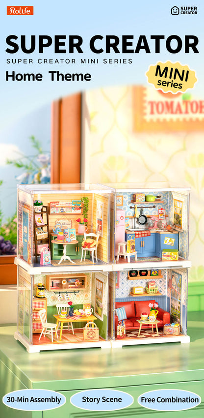 Rolife Country Blue Lounge Mini Super Creator DIY Miniature House DWS05B - Mô hình nhà gỗ DIY tí hon - Rolife