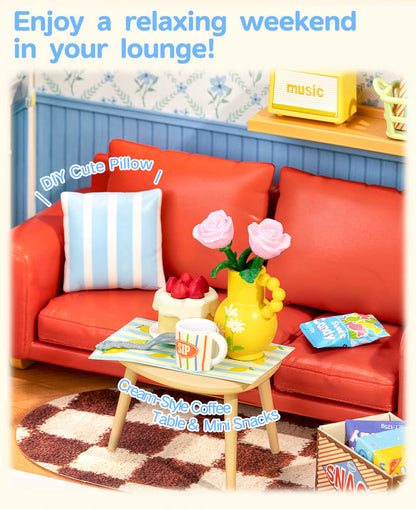 Rolife Country Blue Lounge Mini Super Creator DIY Miniature House DWS05B - Mô hình nhà gỗ DIY tí hon - Rolife