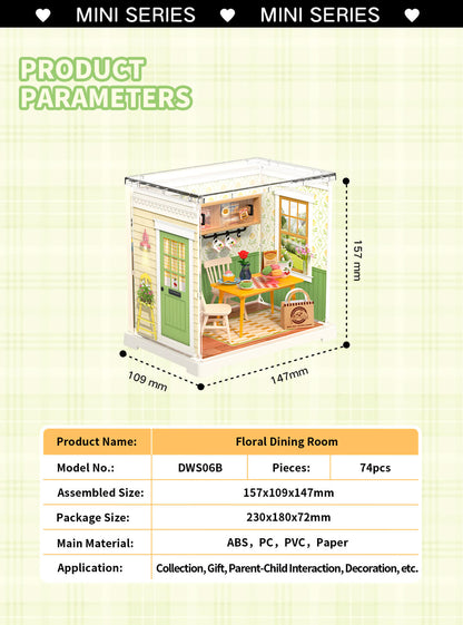 Rolife Floral Dining Room Mini Super Creator DIY Miniature House - Mô hình nhà gỗ DIY lắp ráp - Rolife DWS06B