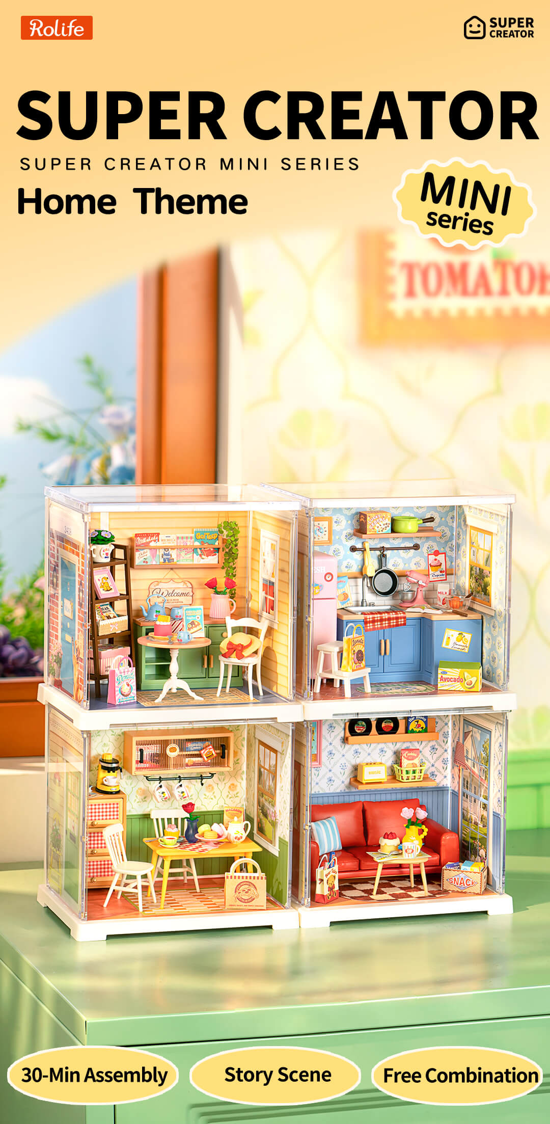 Rolife Sunshine Sip Porch Mini Super Creator DIY Miniature House DWS07B - Mô hình nhà gỗ DIY thu nhỏ - Rolife