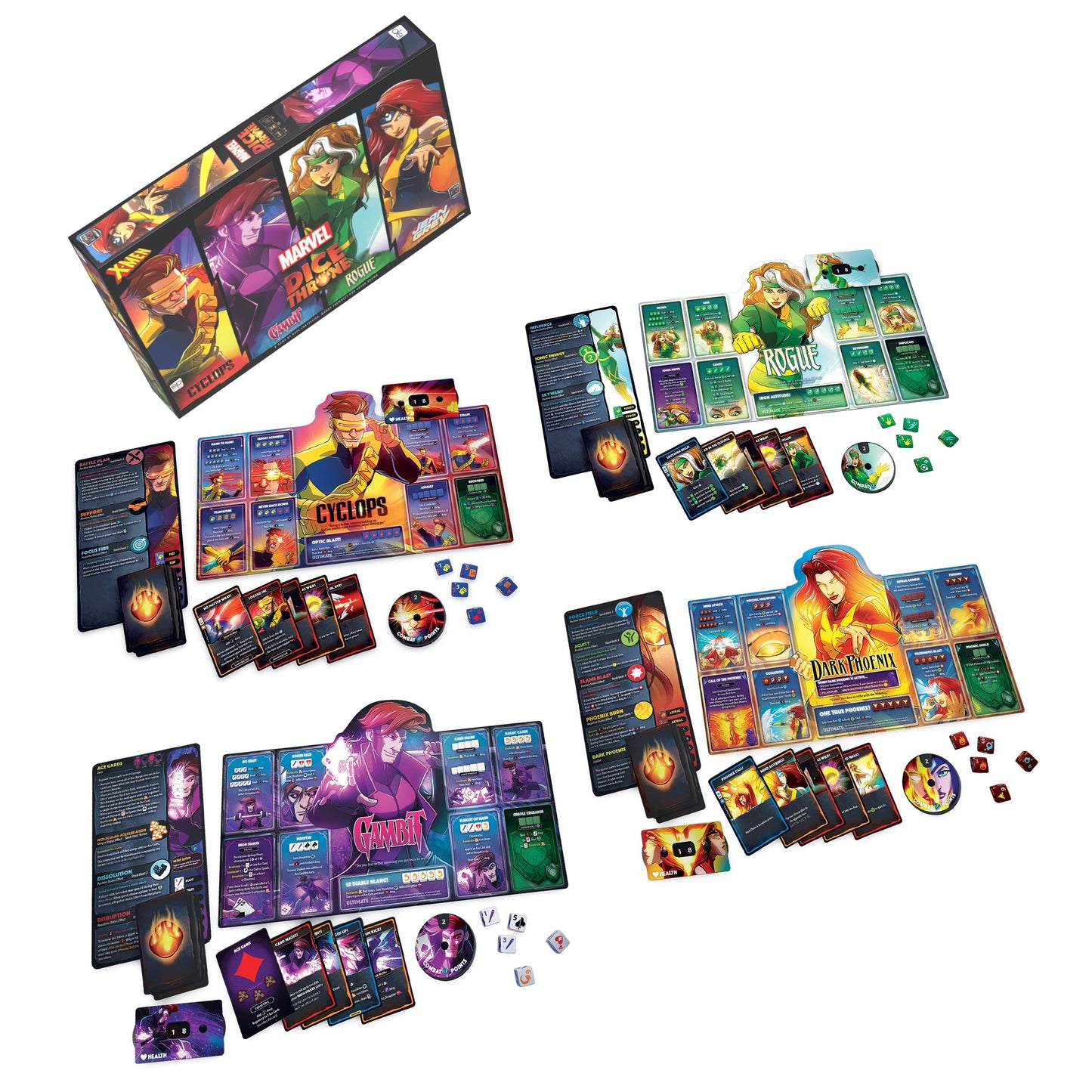 Marvel X-Men Dice Throne Box 2 (Cyclops, Gambit, Rogue, Jean Grey) - Board Game Chiến Thuật Đối Kháng - The Op Games
