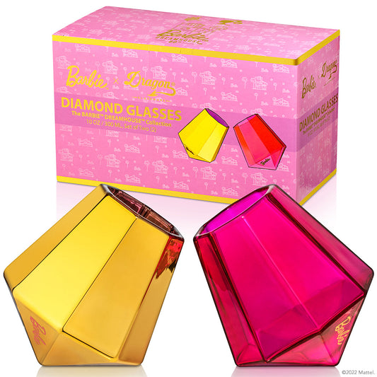 Barbie™ X Dragon Glassware® Dreamhouse™ Diamond Glasses - Bộ 2 Ly Whisky Pha Lê Hình Kim Cương Cao Cấp - Hình ảnh sản phẩm