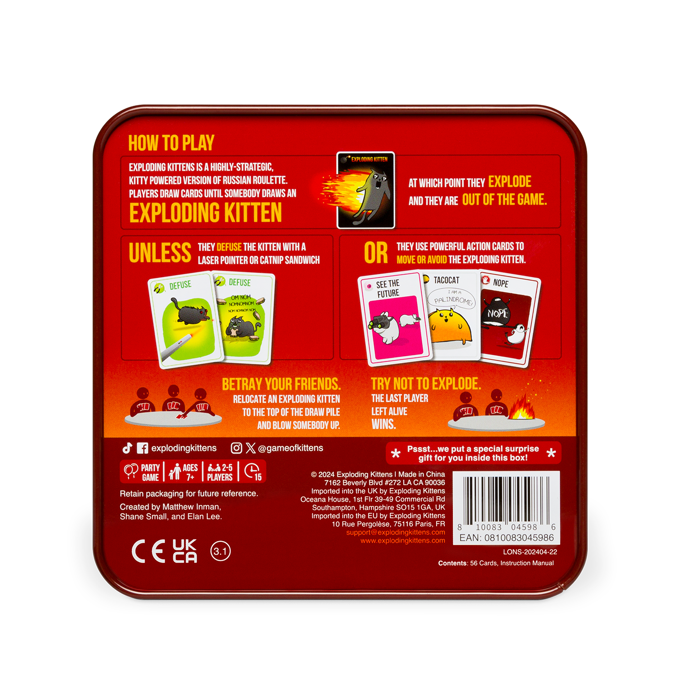 Exploding Kittens: Original Edition (Classic Tin) - Board Game Mèo Nổ Bản Hộp Thiếc - Exploding Kittens
