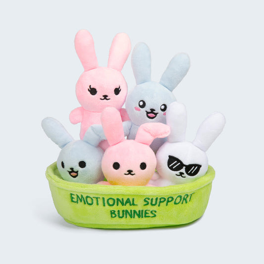 Emotional Support Bunnies – Bộ 5 Thỏ Bông Mềm Mại Quà Tặng Kawaii – Relatable