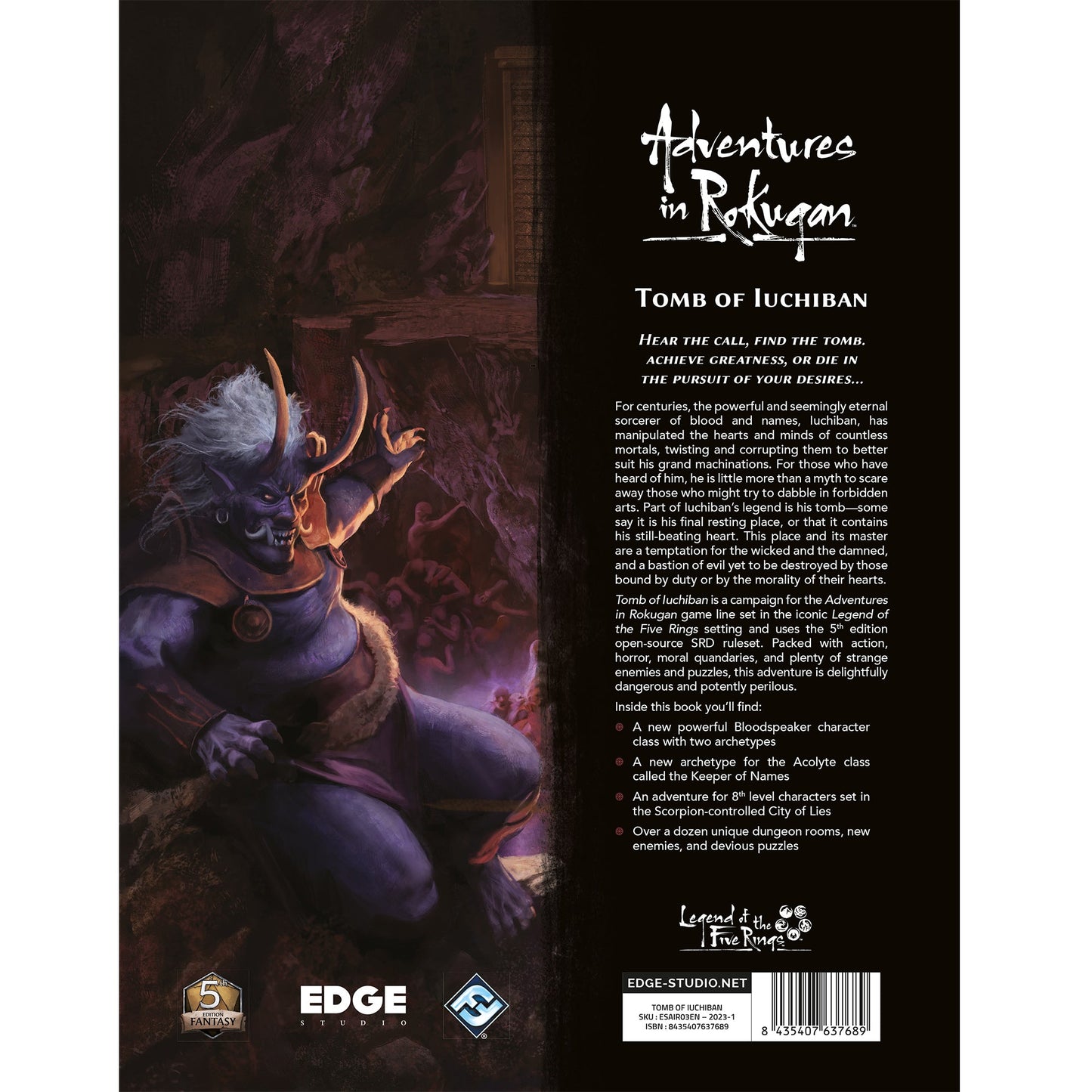 Adventures in Rokugan Roleplaying Game Tomb of Iuchiban EXPANSION - Sách mở rộng trò chơi nhập vai - Edge Studio