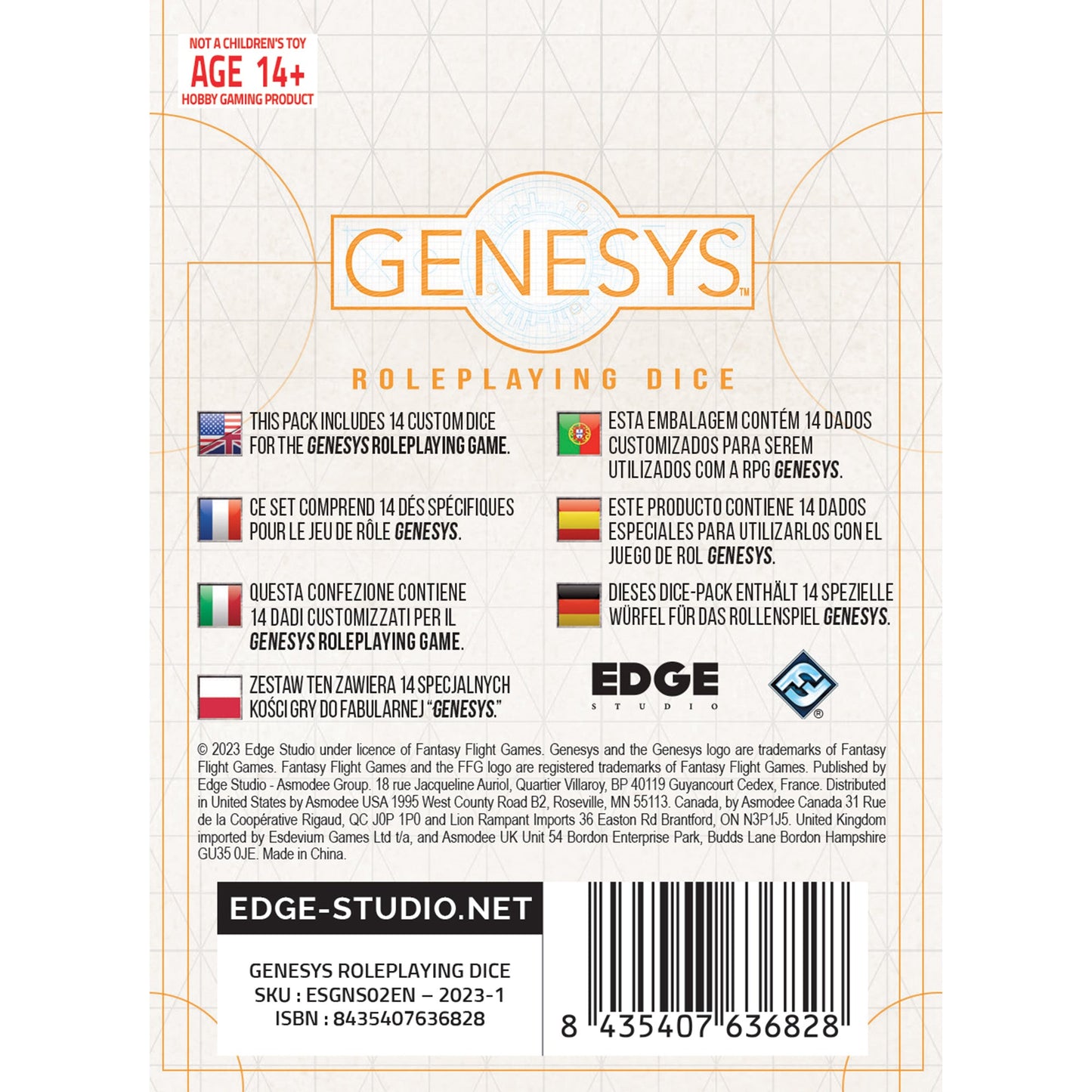 Genesys Roleplaying Game Dice Pack - Bộ xúc xắc nhập vai chuyên dụng - Edge Studio