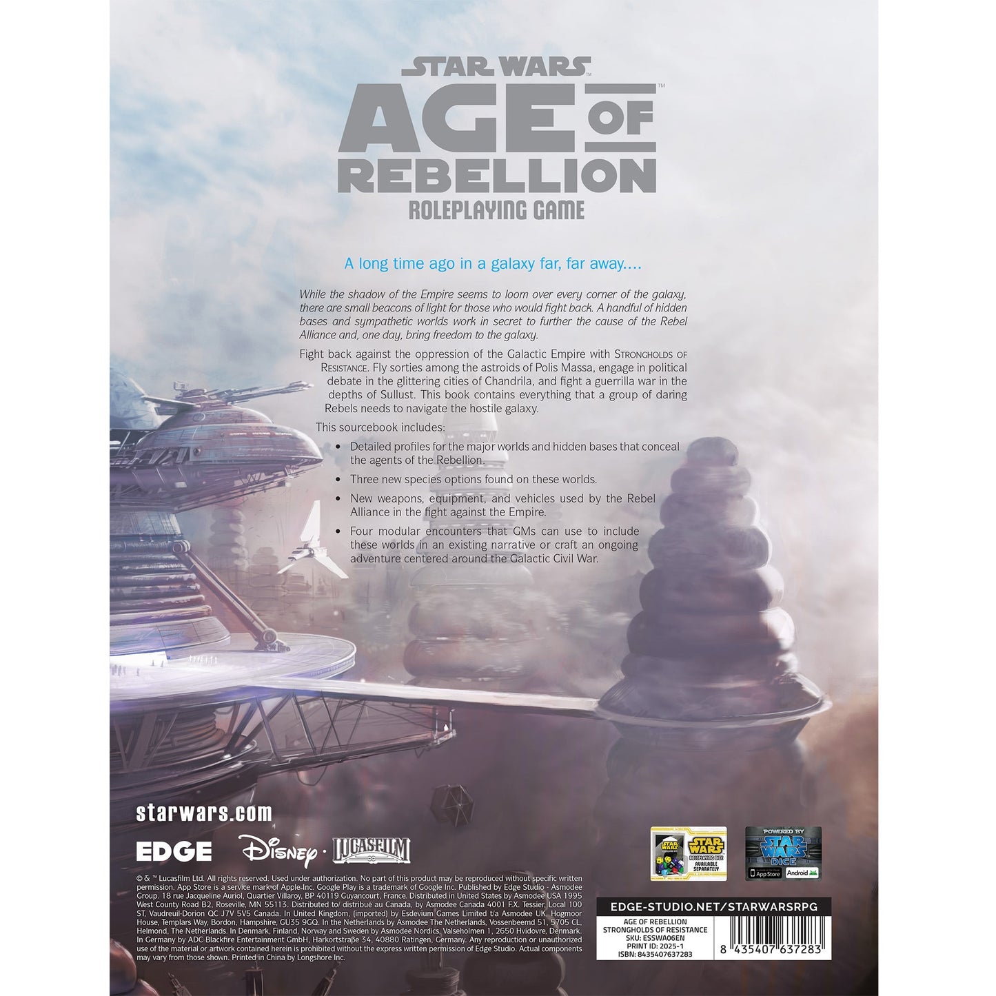 Star Wars: Age of Rebellion - Strongholds of Resistance Sách Board Game Nhập Vai Edge Studio