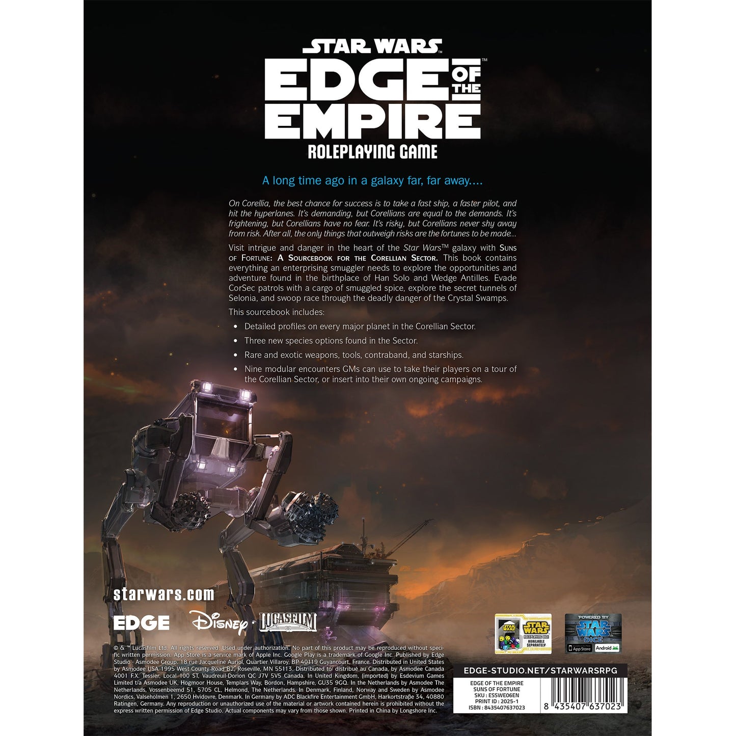 Star Wars Edge of the Empire - Suns of Fortune Sách Bối Cảnh Nhập Vai RPG Edge Studio