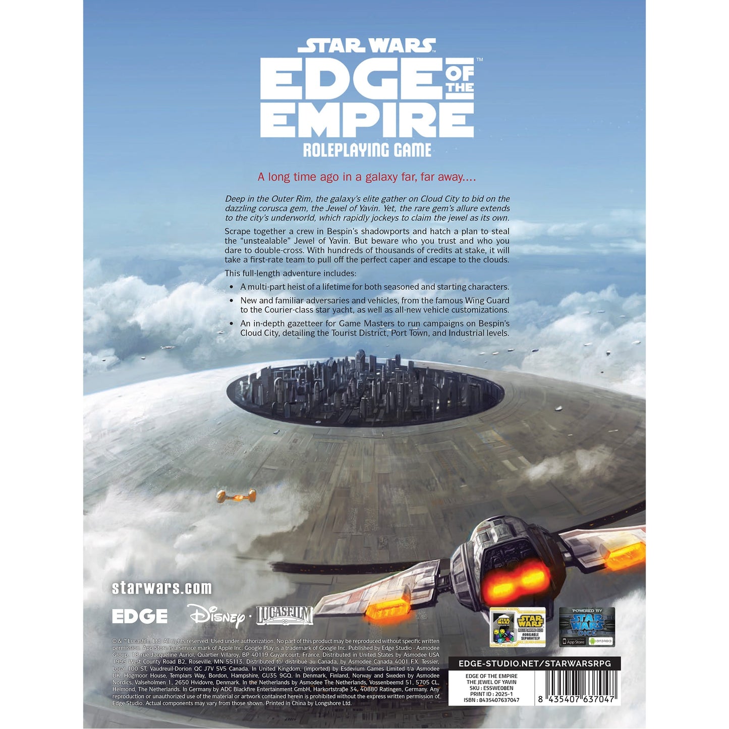 Star Wars Edge of the Empire - The Jewel of Yavin | Sách Board Games Nhập Vai | Edge Studio